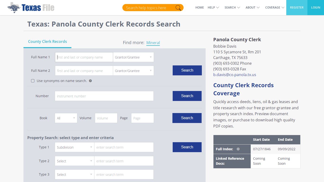 Panola County Clerk Records Search | TexasFile